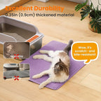Extra Large Cat Litter Mat, Double Layer Honeycomb Design | 30x22”, Reduces Litter Tracking, Easy to Clean, Waterproof, Non-Slip, Soft on Paws, Scratch Resistant, Purple, XL