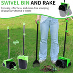 ienjoyed Pooper Scooper Large Swivel Bin & Rake with 160 Waste Bags,Heavy Duty Dog Pooper Scooper with Bag Attachment for Dogs, Long Handle Poop Scooper with Lid for Yard, Grass, Gravel(Green)