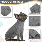 Queenmore Small Dog Pullover Sweater, Cold Weather Cable Knitwear, Classic Turtleneck Thick Warm Clothes for Chihuahua, Bulldog, Dachshund, Pug (Slate Grey, Small)