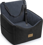 JOEJOY Dog Car Seats for Small Medium Dogs Under 35lbs, Dog Booster Seat with Detachable Washable Cover and Cushion, Memory Foam Pet Car Seat with Safety Belt and Storage Pockets (DG)