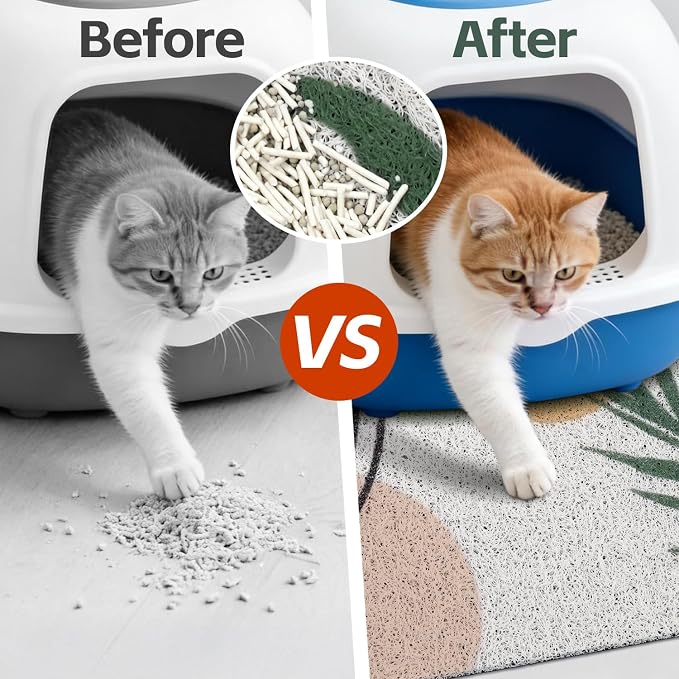 Cat Litter Mat Litter Trapping Mat, 24"x15" Waterproof Urine Proof Litter Box Mat Catcher Mat Non-Slip Washable for Kitty Kitten, Orange