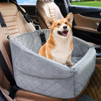 NEEZUKAR Dog Car Seat for Small Dogs,Detachable Washable Dog Booster Seat for Medium Dogs Under 30lbs, Pet Car Seat Travel Bed with Storage Pockets and Dog Safety Belt (Grey)