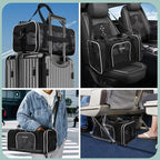 Petskd Small Pet Carrier 17" L x 12" W x 8.5" H Airline Approved, Black | for JetBlue/Frontier/Spirit Airlines, Lockable Safety Zippers and Anti-Scratch Mesh, Pets Under 8 lbs