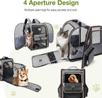 Cat Carrier Backpack, Expandable Pet Carrier with Sun Shade & Full Front Opening, Breathable Mesh Backpack for Small Dogs & Medium Cats Up to 18 Lbs, Foldable for Hiking, Camping (Grey)