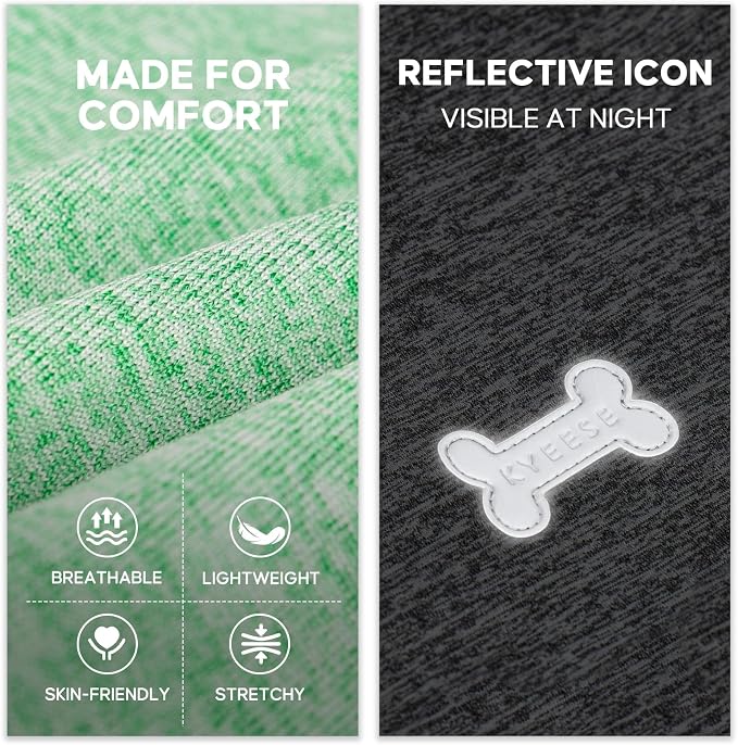 KYEESE 2Pack Dog Shirt, Lightweight Sun Protection Sleeveless Dog T Shirts for Small Dogs Boy, Breathable Pet Reflective Tank Top Summer Dogs Clothes for Outdoor Walking, Grey+Dark Green, M
