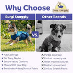 Surgi Snuggly Dog Surgery Recovery Suit – Dog Onesie for Post Surgery Recovery, Female Spay & Male Neuter – Surgical Suit for Dogs, E-Collar Cone Alternative, Double Blue - Large Long - 21" - 24" (EC)