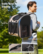 Pecute Cat Backpack with Widened Interior Space, Upgraded Dog Backpack Carrier with Various Ways to Carry, Pet Backpack with Breathable Mesh, Pet Travel Carrier with Soft Padded,Khaki | Breathable Mesh, Reinforced Support, Various Carry Ways, Ergonmic ...