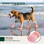 Dog Shoes, Non-Slip Dog Booties for hot Pavement, 4Pcs Pink 2# | Waterproof TPE Sole, Breathable Dog Boots with Reflective Straps, Idear for Hardfloors, Outdoor, Small Medium Paw Protectors