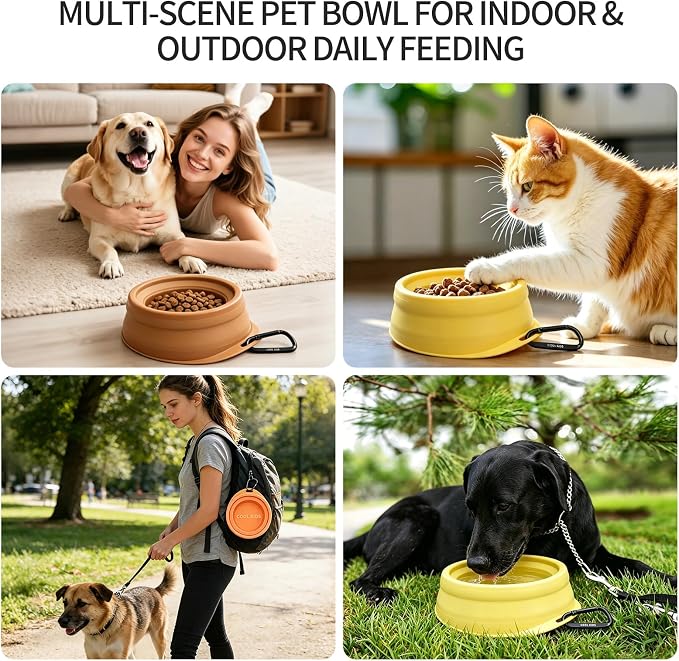 Cool Kids Collapsible Dog Bowl Travel Portable Anti-Tip Double-Sided | 2-In-1 Slow Feeder & Hydration, Catnip Scent, Abs+Tpe Sturdy Build, Fits Small Medium Pups, Hiking Camping Gear