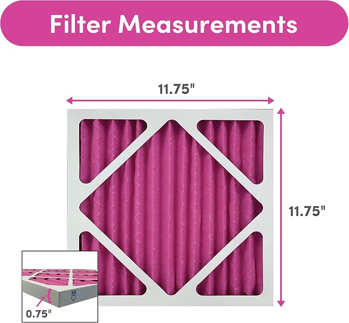 12x12x1 Air Filter (4-Pack) | Made in the USA | Color Changing | Remove Cat and Dog Odor | MERV 8 for Pet Hair Dander and Dust | 11.75"x11.75"x0.75" Exact Size