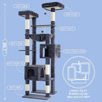 Hey-brother Cat Tree Tower with Multi-Level Duty Scratching Posts, 0MPJ039G | 80.7 Inches XL Cat Furniture with Large Platforms, Cozy Condos, Big Hammock, Toy Balls for Indoor Adult Cats, Smoky Gray