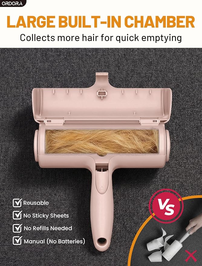 Pet Hair Remover Roller, Reusable Lint Roller for Dog and Cat Hair | Portable Pet Hair Roller with Large Fur Bin for Couches, Bedding, Car, Rugs & Furniture, No Refills or Batteries, Pet Homes