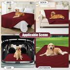 Smiry Waterproof Reversible Pet Couch Covers for Dogs | Pet Friendly, Soft Fabric, Washable Sofa Furniture Protector for Dogs Cat Kids, Checkered (68"x82", Wine Red/Wine Red)
