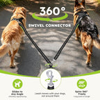 Pecute Hands Free Dog Leash for 2 Dogs, Waist Belt with Pouch, No Tangle | Shock absorbing bungee, dual padded handles, detachable waterproof fanny pack, heavy duty for large dogs, running & hiking