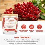 Pet House Candle Plant-Based/Soy - Clean Burning Scented, Long Lasting Pet Odor Candle for Home - Red Currant