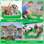 Bokon 25 Count Disposable Litter Box for Cat, Large Disposable Litter Tray for Travel Home Durable Portable Plastic Kitty Litters Boxes Leak-Resistant Easy-Grip Rim, 15.7 x 11.8 x 3 Inches(Green)