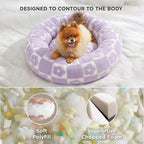 LE SURE Shown on TV Jacquard Donut Dog Beds Large,Flower Checks 36x36x8in | Orthopedic Calming Pet Bed Sofa, Original Design Pattern,Washable Cover,Cute Home Decor as Gift for Pet,Anti Slip Bottom