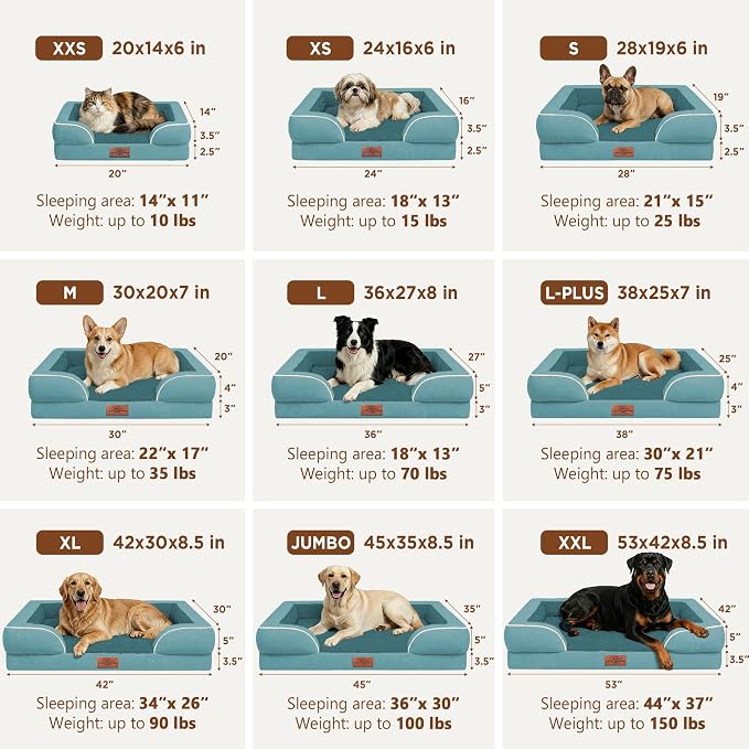 Comfort Expression Orthopedic Dog Bed for Medium Size Dog with Bolster | Waterproof Dog Couch Bed with Washable Cover & Non-Slip Bottom, Supportive Egg Crate Foam Medium Pet Bed, 30x20 Inch