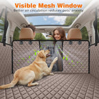 URPOWER 4 in 1 Dog Car Seat Cover for Back Seat, Waterproof Hammock | Mesh Window, Side Flaps, 600D Oxford, Scratch Resistant, Non-Slip, Easy Install, Machine Washable, Dog Seat Belt Included