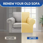 Stretch Chair Sofa Slipcover, Single Couch Cover,Champagne | 1-Piece Washable Sofa Cover,Pet Friendly (31"-55") Furniture Protector Soft Jacquard Elastic Bottom for Dogs & Kids