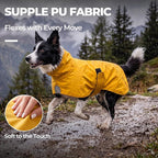 PU Dog Raincoat, Non-Toxic & Odorless Waterproof Vest, Adjustable High Neck and Hook & Loop Belly Closure for Rainy Potty Breaks & Wet Weather Outdoor Walks (Yellow, Large)