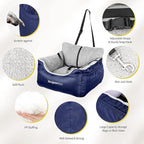 BurgeonNest Dog Car Seat for Small Dogs & Cats Under 25 lbs, Blue