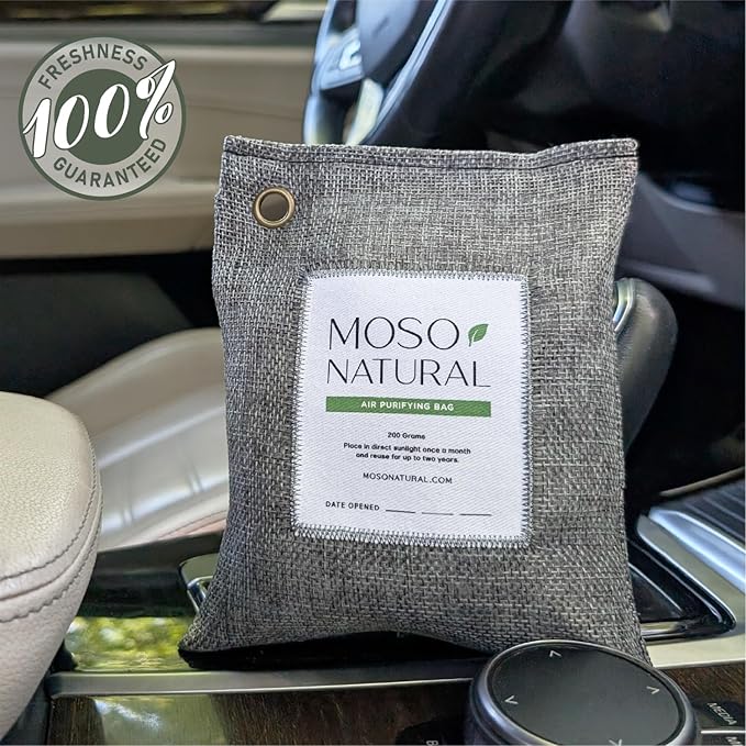 Moso Natural Air Purifying Bag 200g (5 Pack) Charcoal Odor Absorber, Car Odor Eliminator & Closet Deodorizer for Home & Pet, Lasts 2 Years, Unscented Bamboo Charcoal Bags, HGTV Editors' Pick