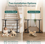InnoTruth 29.6-39.1 in Wide Baby Gate for Stairs and Doorways, Black | Indoor Metal Dog Gate for Pets, Auto Close 2 Way Swing Walk Through Door, Double Lock & Y-Bolts, Pressure or Hardware Mount