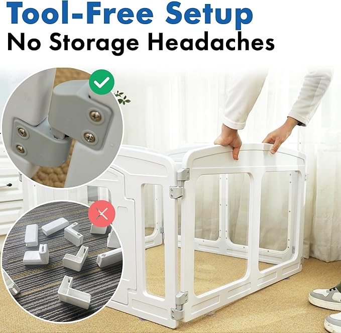 Clear Puppy Playpen Indoor - Ideal for Small & Toy Dogs - Height 24 Inch, 4 Panels, White
