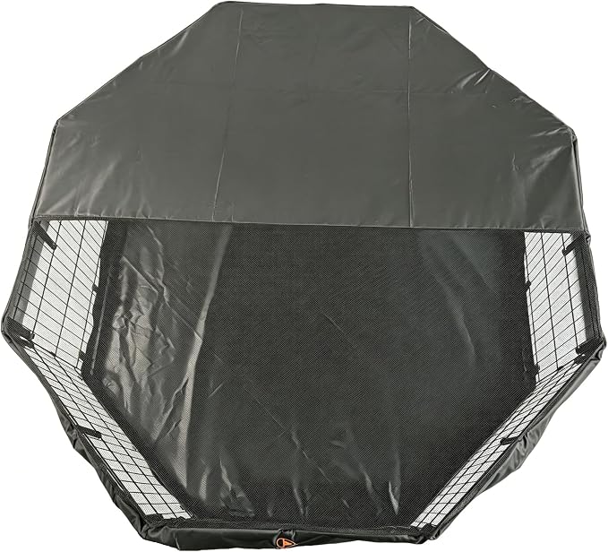 PJYuCien Puppy Playpen with Top Cover & Bottom Pad, 8 Panels 24" H, Black | 24"W, Small Pet Safe Sanctuary, Foldable Octagonal Pen, Versatile, Indoor & Outdoor, Backyard Pasture, Protects Floors