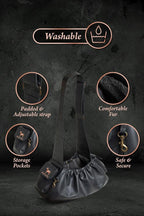 Noah & Paw Dog Sling Carrier for Small Dogs 5-18lb, Dog Sling for Small Dogs and Cats, Dog Carrier with Adjustable Padded Strap, Vegan Leather Lined with Fur, Double Safety Feature, Machine Washable