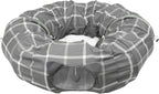 Kitty City Large Cat Tunnel Bed, 2-in-1 Zip-Together Cat Play Tunnel & Plush Nap Bed, Pop-Up Indoor Cat Toy with Hanging Toys, Collapsible Design - Grey