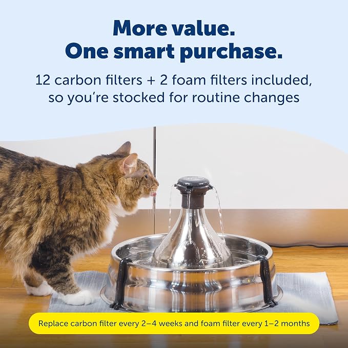 PetSafe Drinkwell Stainless 360 Multi-Pet Fountain, 128oz, 12 Filters Incl. | Customizable 1-5 Water Streams, Rust/Scratch-Resistant Stainless Steel, 12 Carbon + 2 Foam Filters Included