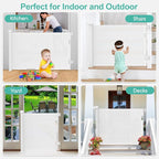 EZIGO 55 Inch Retractable Baby Gates Extra Wide Baby Dog Gate for Stairs | 34 Inch Tall Retractable Dog Gate, One-Hand Operation Mesh Safety Pet Gate for Deck, Porch, Doorways Indoor Outdoor, White