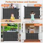 EZIGO 71 Inch Retractable Baby Gates Extra Wide Baby Dog Gate for Stairs | 34 Inch Tall Retractable Dog Gate, One-Hand Operation Mesh Safety Pet Gate for Deck, Porch, Doorways Indoor Outdoor, Black