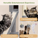 Globlazer S74G 74in Tall Cat Tree for Indoor Cats Large Adult, Beige | Sturdy Heavy Duty Cat Tree Tower for Multiple Cats with 7 Scratching Posts, 2 Spacious Condos, 2 Hanging Baskets