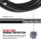 Tuff Pupper Dog Tie Out Cable, 50 ft Heavy Duty Lead for up to 250 lb Dogs | Extra-Strong Coated Steel Wire for Large Dogs; Water/Rust Resistant Yard Runner Line with 360-Degree No-Tangle Swivel Clips