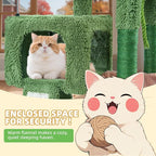 TWDEPART 37.5" All-in-One Cat Tree Tower with Scratching Board & Posts Cozy Sleeping Perch Hammock and Toy Balls, Green