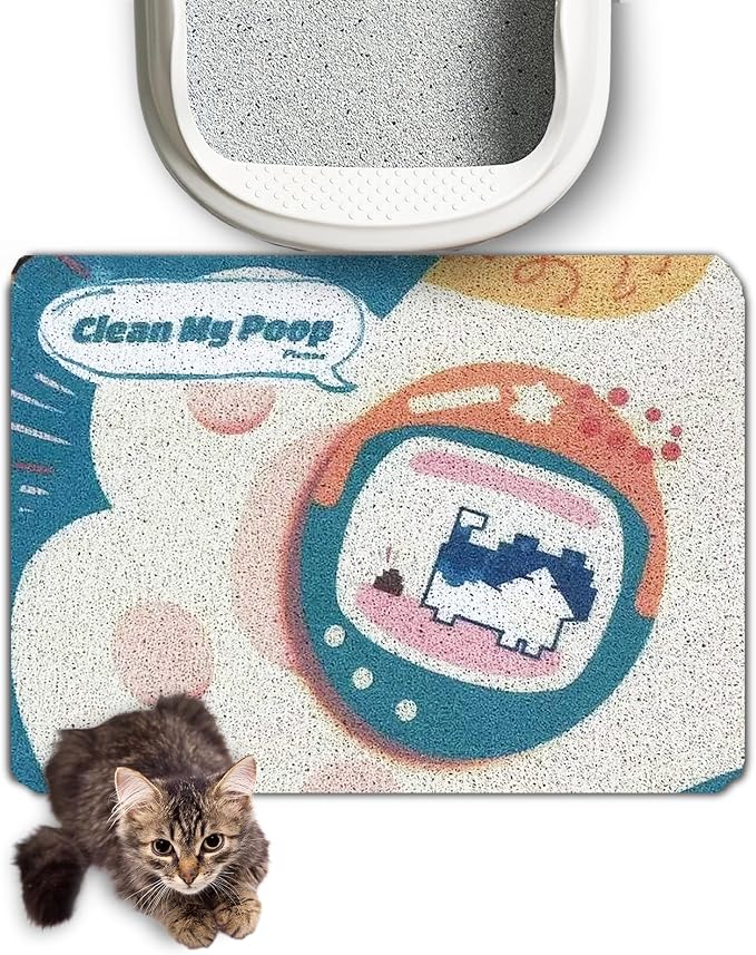 Lukamoo® Cute Cat Litter Mat (24’’x16’’), for Kitty Litter Box, Independent Artist Designed (Eternal Cat)