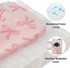 LE SURE Cute Aesthetic XL Dog Bed, Jacquard Thick Pet Pillow，44x32 | Shredded Chopped Foam, Jacquard Modern Plush Crate Cushion Gift Idea, Waterproof Washable Cover, Nonslip Bottom, Bow Pink