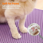 Extra Large Cat Litter Mat, Double Layer Honeycomb Design | 30x22”, Reduces Litter Tracking, Easy to Clean, Waterproof, Non-Slip, Soft on Paws, Scratch Resistant, Purple, XL
