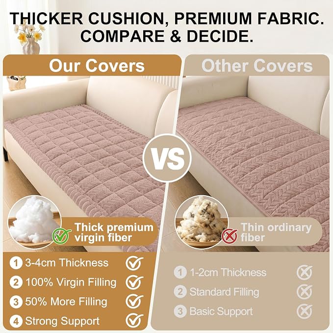 Smiry Couch Cover for Dogs, Non Slip Fuzzy Pet Sofa Covers Washable | Sofa Slipcovers for 3 Cushion Couch, Soft Thick Furniture Protector for Cats Dogs, Against Fur, Dirt, Scratch (27.6"x82.7")