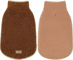 cyeollo Dog Coats Fleece Furry Reversible Turtleneck Sweater Thick Dog Jackets for Winter Warm Clothes Cold Weather Coats for Small Dogs Brown Apparel
