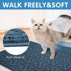UPSKY Waterproof Cat Litter Mat Large 35" x 24" Soft on Kitty Paws, Blue | Litter Box Mat, Cat Litter Mat Litter Trapping Mat, Waterproof Scatter Control, For Indoor Cats, Easy to Clean