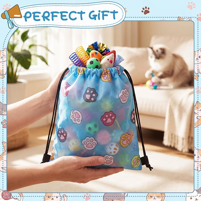 Leitee 151 Pcs Cat Interactive Toys for Indoor Cats Bulk with Gift Storage Bag Kitten Toys Stuff Gift Set Including Springs Mice Balls Bells Sisal Ball for Indoor Kitty Play Exercise(Cute)