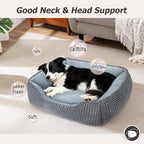 MIXJOY Dog Bed for Large Medium Small Dogs, Rectangle Washable Sleeping Puppy Bed, Orthopedic Pet Sofa Bed, Soft Calming Cat Beds for Indoor Cats, Anti-Slip Bottom with Multiple Size (30-Large, Grey)