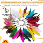 Leitee 50 Pcs Cat Feather Toys Bulk Refills Cat Wand Replacement Feathers Toy Interactive for Indoor Cats Kitten Worm Toy for Cats (Vibrant Color,Classic Style)