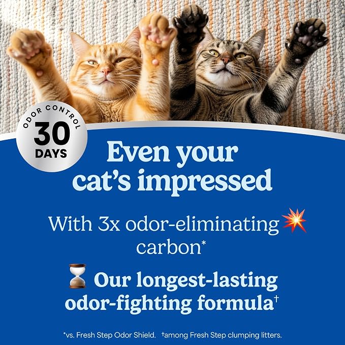 Fresh Step Advanced Heavy Duty Multi Cat Clumping Cat Litter with Febreze Freshness, Low Dust, Odor Control with Ammonia Block Tech, Compatible in Automatic Litter Boxes, 17.5 lb | Heavy Duty, Odor Control, 3X Odor-Eliminating Carbon, Ammonia Block Tec...