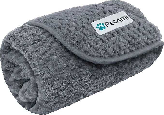 PetAmi Waterproof Dog Blanket, Leakproof Puppy Blanket, 24x32 Dark Gray | For Small Medium Pets, Furniture Sofa Couch Cover Protector, Fleece Throw Indoor Cat Kitten, Reversible Washable Soft Plush