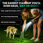 Dog Poop Bag Dispenser with LED Flashlight for Leash | USB-C Rechargeable, Waterproof, Hands-Free Waste Bag Holder, Includes 45 Bags (3 Rolls)